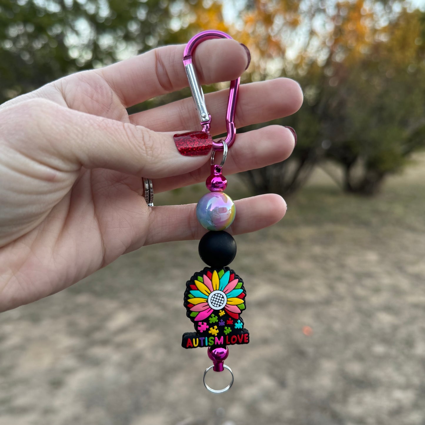 Autism Love Beaded Keychain