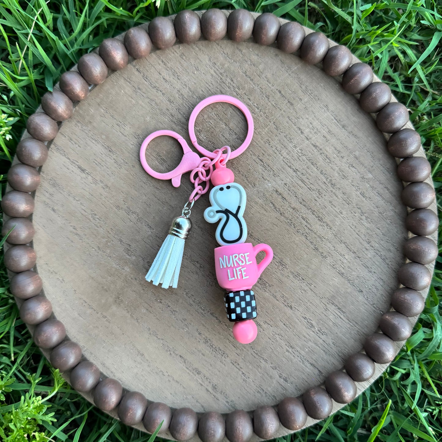 Nurse Life Beaded Keychain