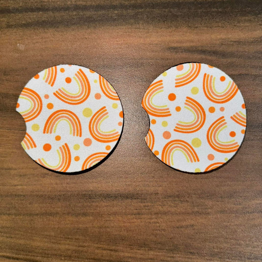 Orange Rainbow Car Coasters