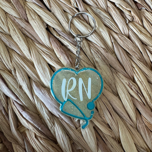 RN Heart Stethoscope Keychain