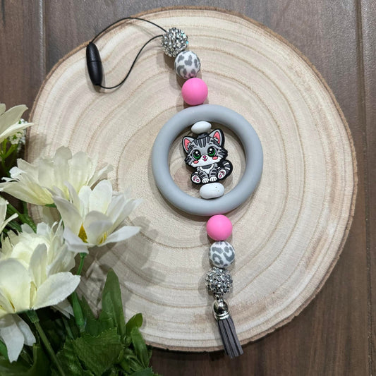 Gray Cat Car Charm