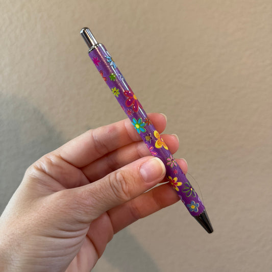 Purple Floral Pen