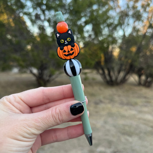 Pumpkin Kitty Beaded Pen