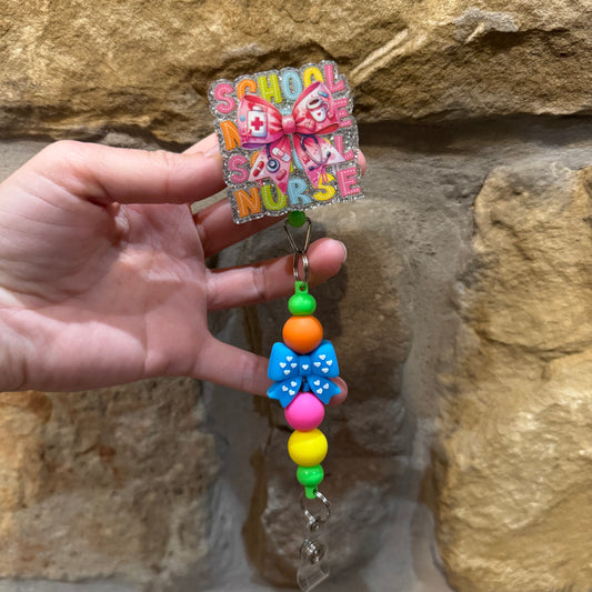 School Nurse Beaded Badge Reel