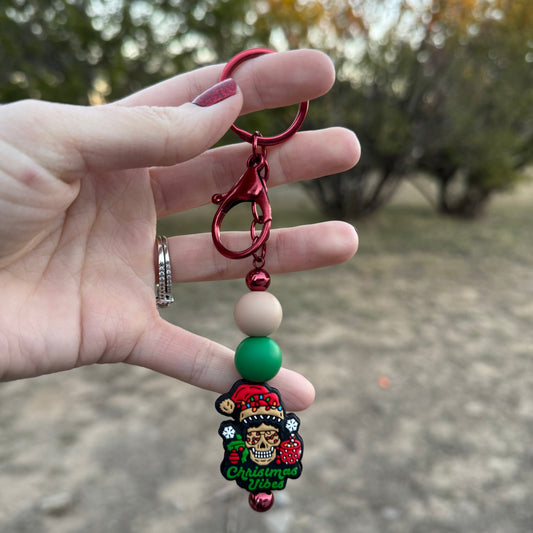 Christmas Vibes Beaded Keychain