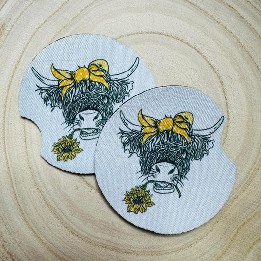 Boho Cow - Car Coasters