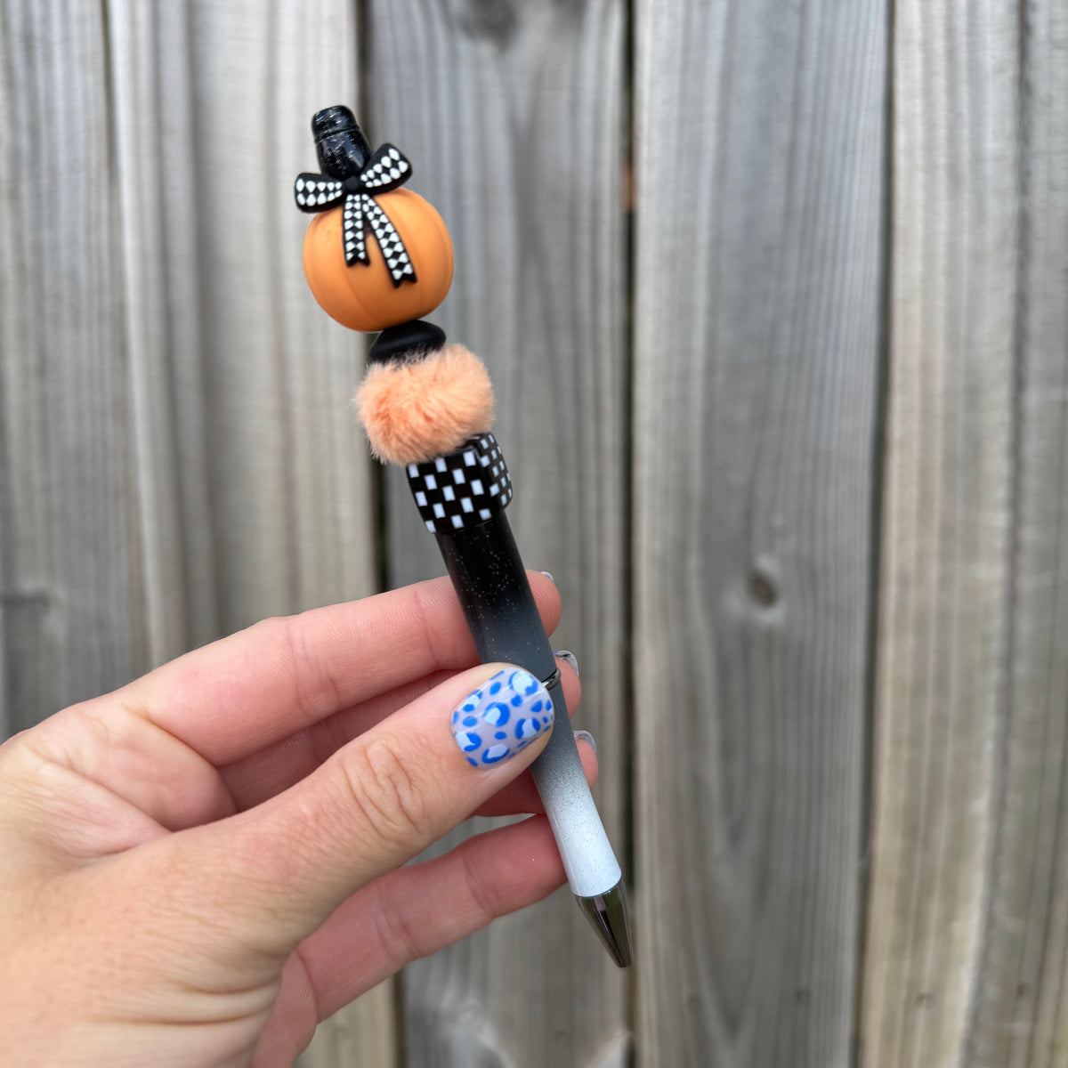 Orange Pumpkin Beaded Pen