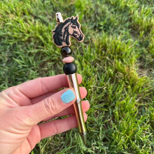Brown Horse Beaded Pen