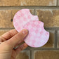 Light Pink Distressed Checkered Car Coasters