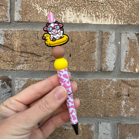 Floating Cow Beaded Pen