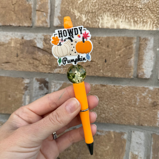 Howdy Pumpkin Beaded Pen