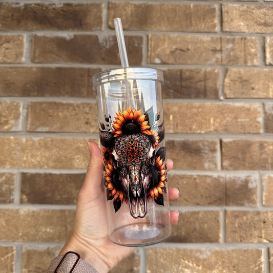 Sunflower Bull Skull Cup