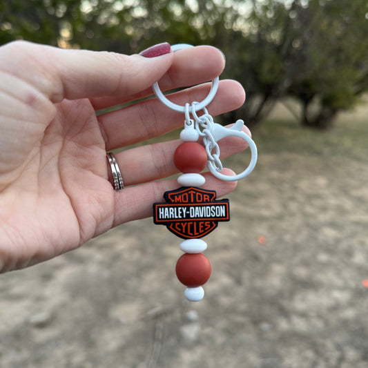 Harley Davidson Beaded Keychain