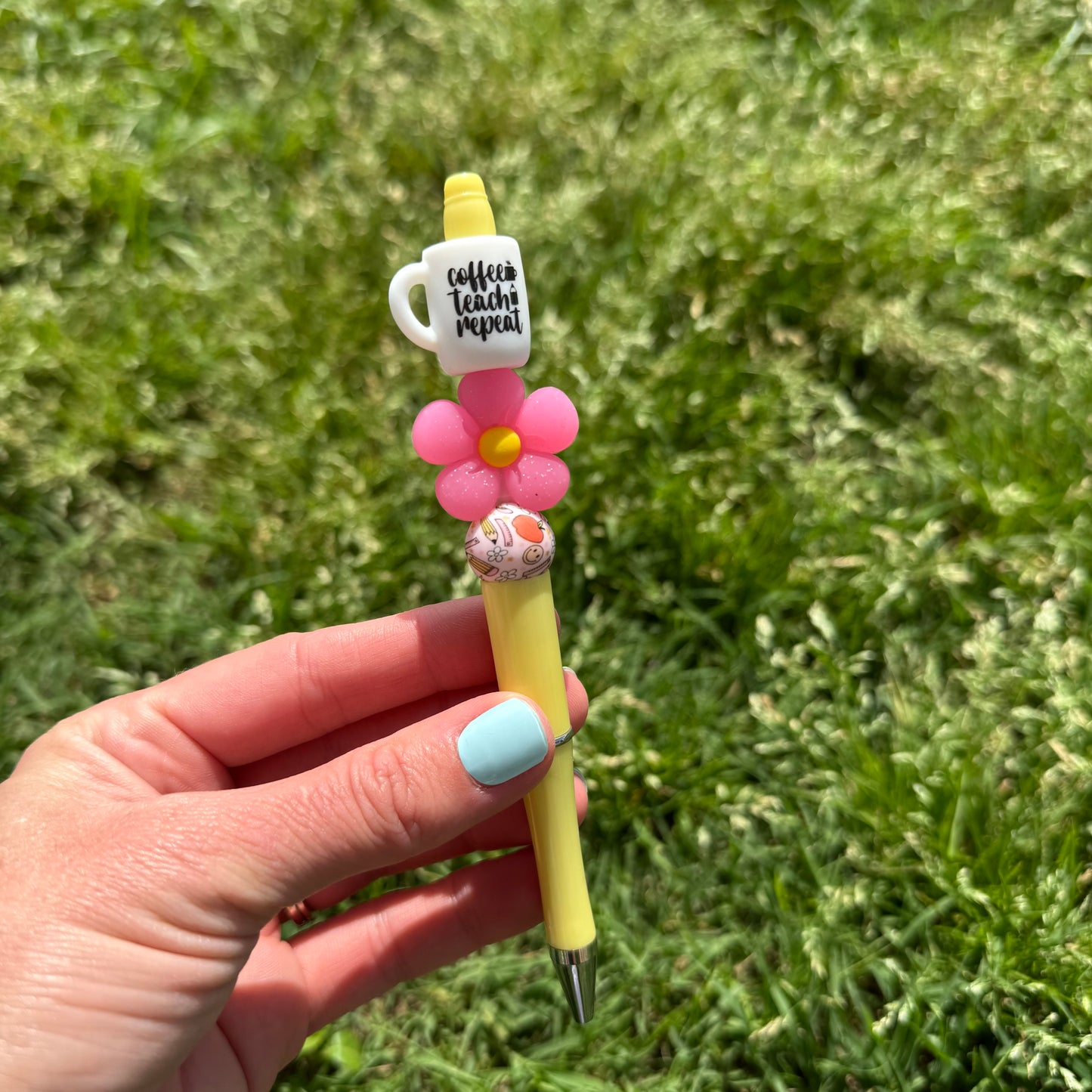 Coffee Teach Repeat Beaded Pen