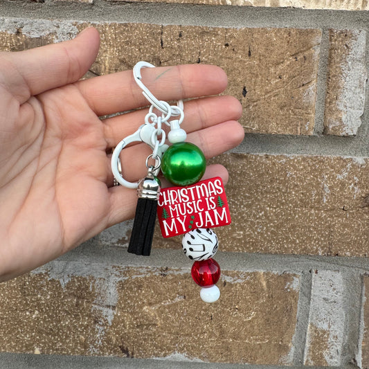 Christmas Music Beaded Keychain