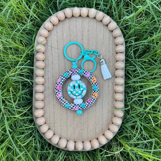 Blue Smiley Keychain