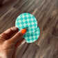 Seafoam Teal Checkered Car Coasters