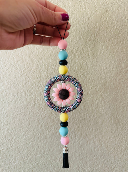 Pink Sunflower Car Charm