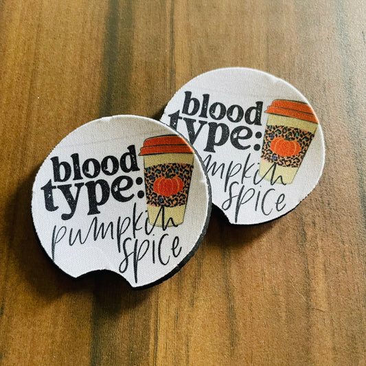 Blood Type Pumpkin Spice - Car Coasters