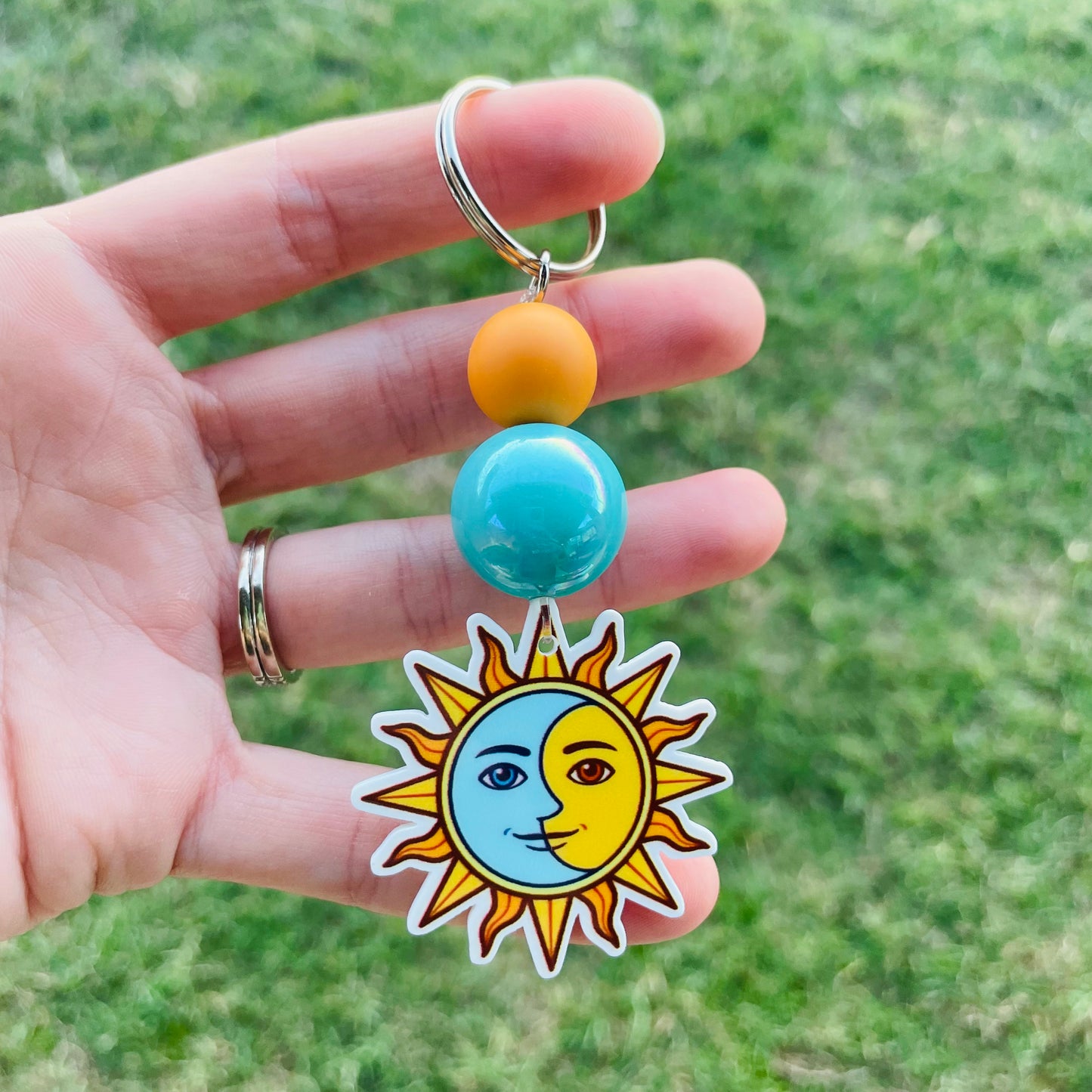 Sun & Moon - Beaded Keychain