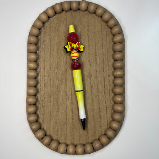 Softball Bow Beaded Pen