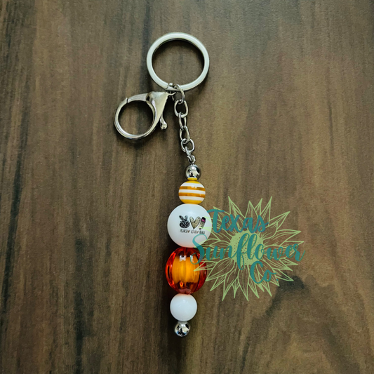 Peace Love Teach - Orange Keychain
