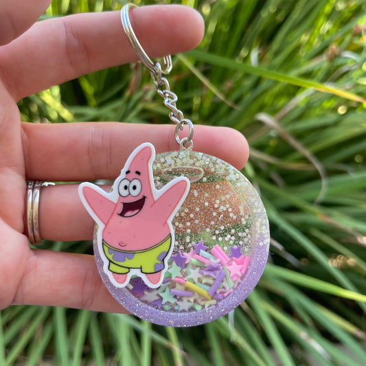 Pink Star Shaker Keychain