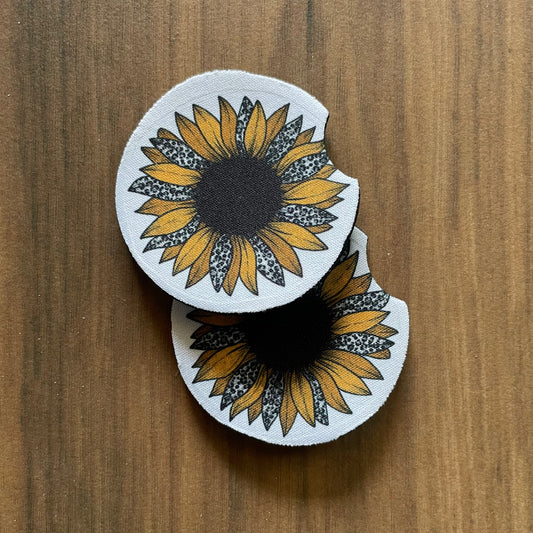 Cheetah Sunflower - Car Coasters