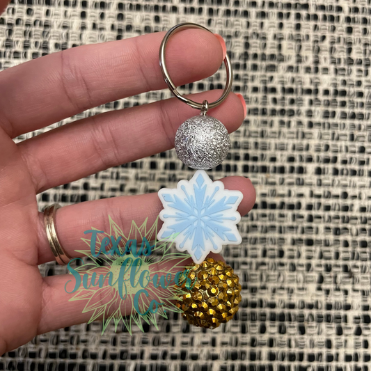 Blue Snowflake Keychain