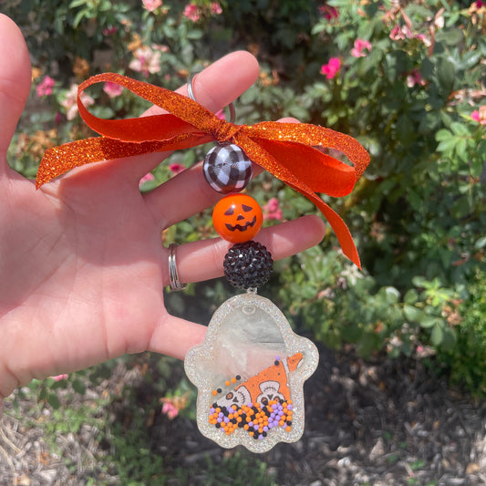 Beaded Ghost Shaker Keychain