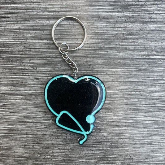 Stethoscope Heart Keychain - Black & Blue