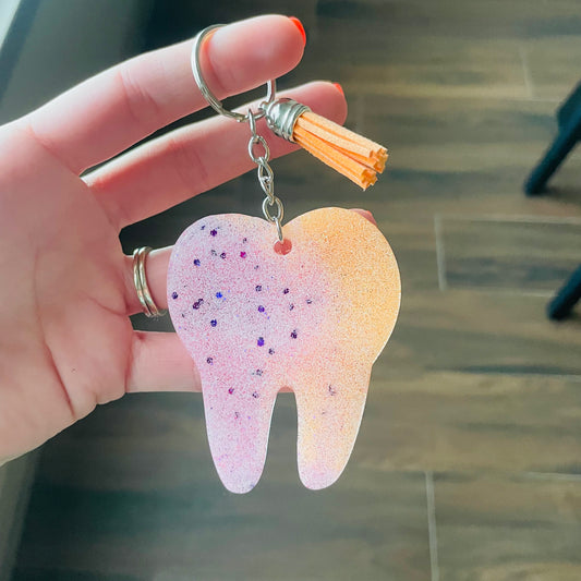 Tooth Keychain - Pink/Orange
