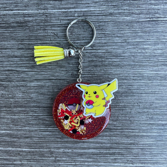Yellow Lightning Character Shaker Keychain